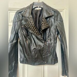 Faux leather jacket with studs